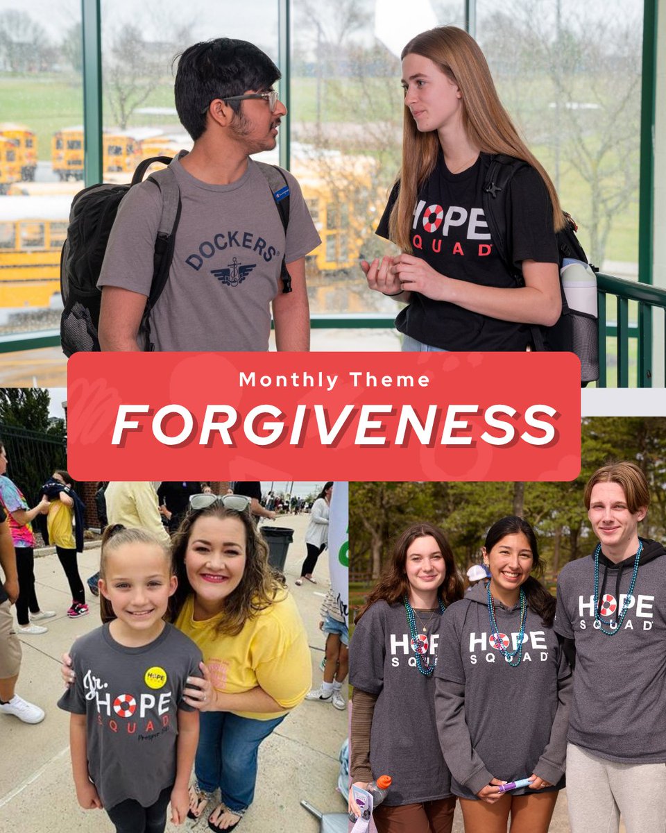 HopeSquads's tweet photo. Forgiveness is one of the greatest gifts we can give–both to ourselves and others. ♥️

When we practice forgiveness, we strengthen relationships, build resilience, and create communities where everyone has the opportunity to learn, grow, and begin again.
 
#HopeSquad #PeerSupport #MentalHealthAwareness #SuicidePrevention #HopeInAction #ShareTheHope #TogetherWeThrive