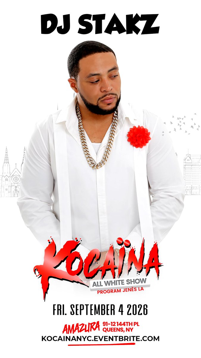 mrhaiticoncept's tweet photo. DJ STAKZ will be on the 1s and 2s at Kocaina. September 4th, the place to be is Amazura.

Tickets are Available Now
https://t.co/ALt6gYak4g https://t.co/tAPtM9QUx6