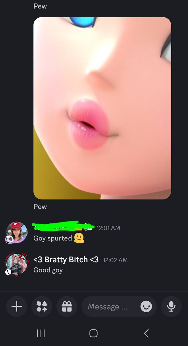 Brattyb_itch123's tweet photo. Goy slop addicts are so weird 😭

Like imagine dming a girl begging to serve BB Netanya-hoe https://t.co/CcBVMnu2kT