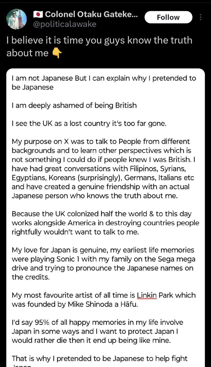 mrjeffu's tweet photo. Colonel Otaku Gatekeeper, a fake "Japanese nationalist" account that is actually a British person, is facing a backlash from Japanese internet users after arguing that foreign authors shouldn't be allowed to publish manga in Japan.
Many Japanese manga fans see the industry as a meritocracy and are open consuming any high quality manga, even if it is created by someone who was not born in Japan. If the manga is written and drawn in an engaging style that appeals to Japanese readers, fans welcome it.