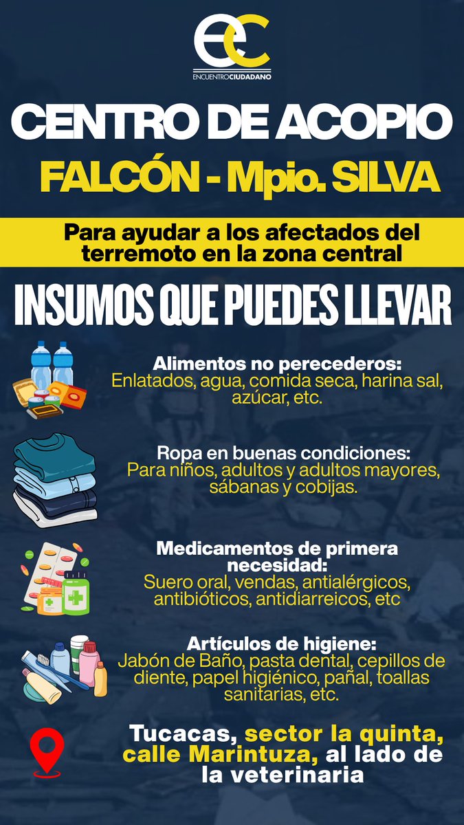 EnCiudadanoVzla's tweet photo. #ServicioPúblico 

Centros de acopio de nuestra organización política en los estados:

📍Falcón
📍Sucre
📍Trujillo https://t.co/12A8GhGR2l