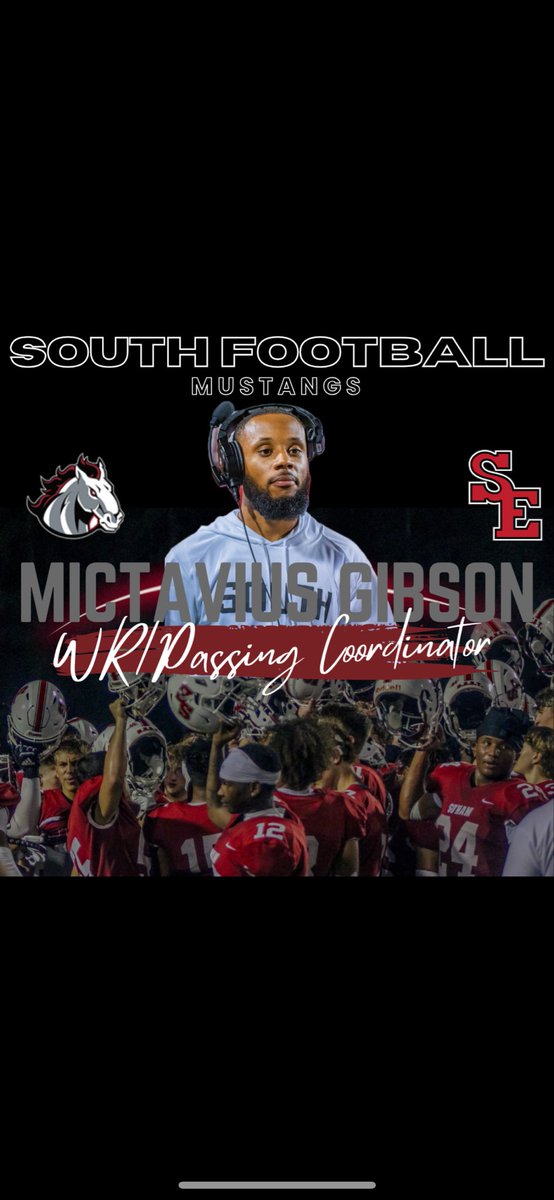 SouthEffingham1's tweet photo. STAFF UPDATE‼️‼️

- Coach @WillChomskis has been promoted to OC and will take on play calling duties this year!

- Coach @CoachTay23 will take on Pass Game Coordinator responsibilities this year!

- Mustang nation would like to welcome @Will_pierce32 as new OL Coach!

#GoStangs🐎 https://t.co/ybNrjQrHma