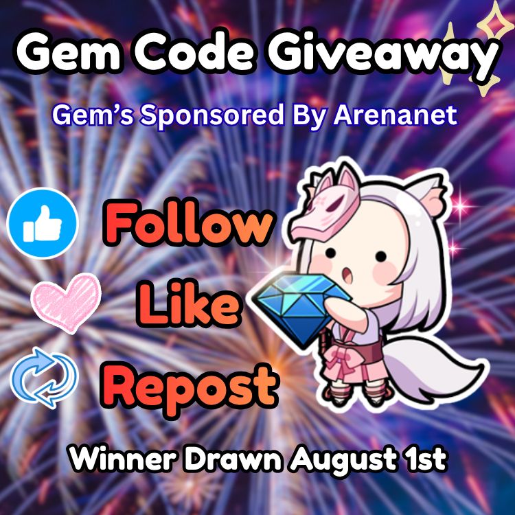 ProjektDyad's tweet photo. 💎Gem Code Giveaway💎
Want a free 400 gem code for #GuildWars2 

💜 Follow
💙 Like
💫 Share This Post 

Winner will be drawn August 1st 2026!

Sponsored By 
#ArenaNet &amp; Guild Wars 2 https://t.co/n0O8M10Pjb