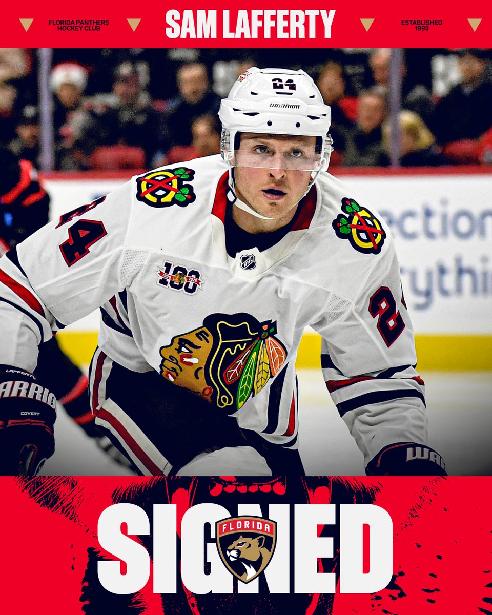 FlaPanthers's tweet photo. We have agreed to terms with defenseman Tobias Bjornfot and forwards Sam Lafferty, Bokondji Imama and John Beecher.

Details ⤵️