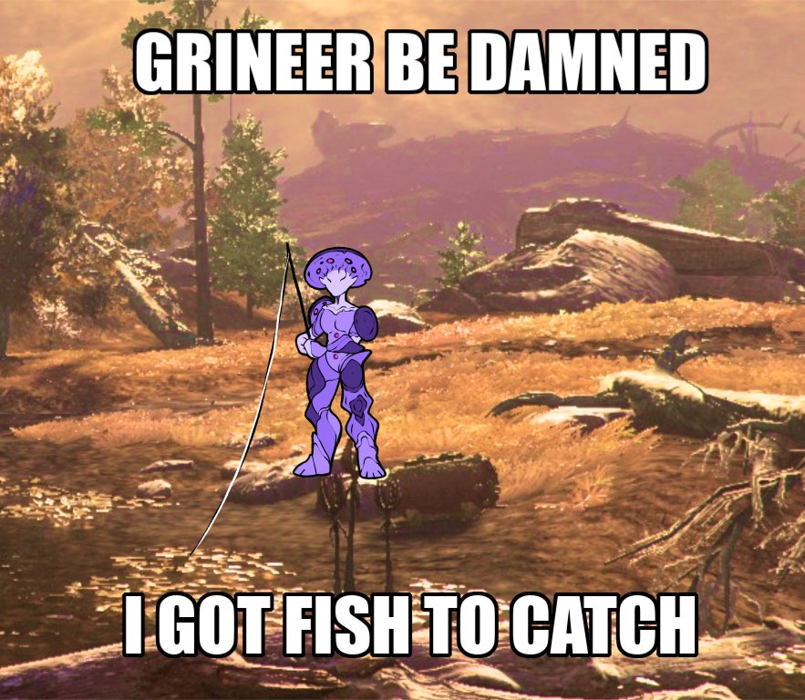 DevourYourMoon's tweet photo. Daddy needs his fish guts 

#warframe https://t.co/hpaHmkOO27