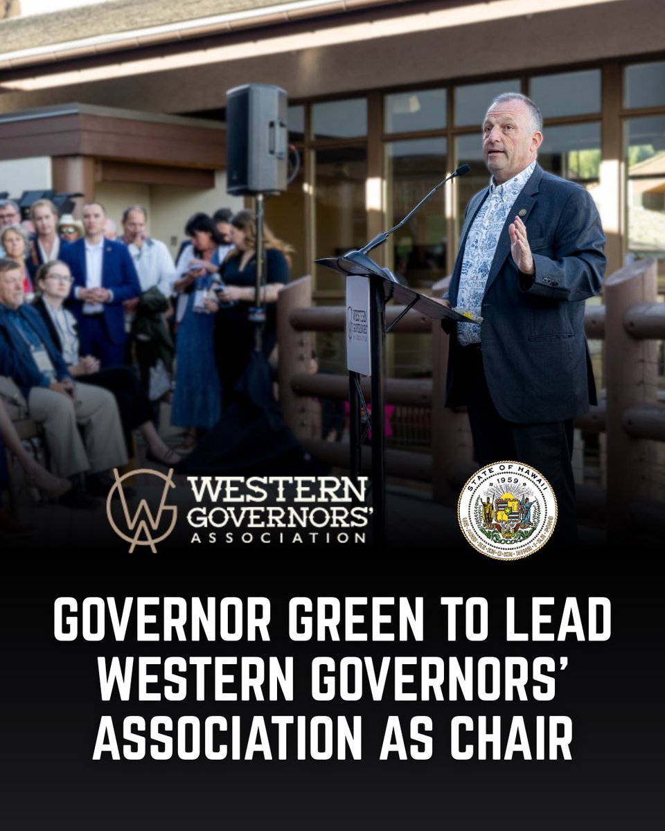 GovHawaii's tweet photo. Governor Josh Green has officially assumed the chairmanship of the Western Governors' Association (@westgov), a bipartisan organization representing the governors of 22 Western states and U.S. Pacific territories. https://t.co/bZXvOqZxaI