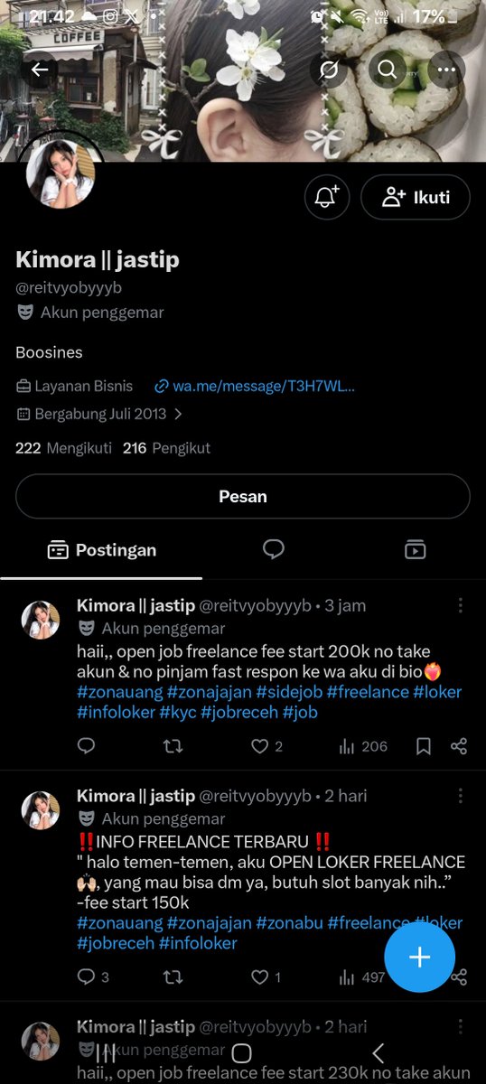 wonuwiey's tweet photo. SCAM GESTUN SPAYLATER 
@reitvyobyyyb 
+62 822-9784-2569
+62 831-1713-8486

dana ke hold dari sabtu 27 juni sampe skrg. suruh aku aktivin paylater &amp; pinjaman dr berbagai aplikasi. ak udh iklasin 400k, ttp gamau balikin sisanya.

POSTINGAN BAKAL DIHAPUS KALO YBS BERTANGGUNG JAWAB! https://t.co/Cm1BM0S8Wo