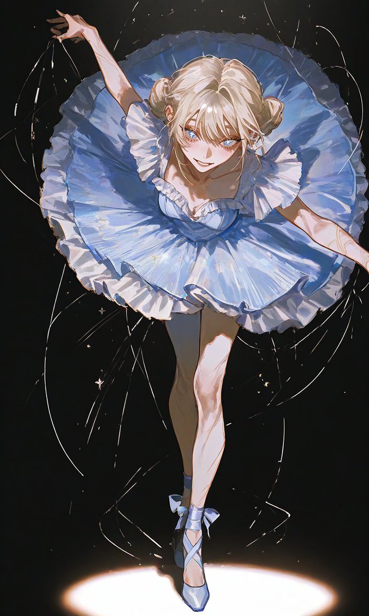 Adabana_zt's tweet photo. バレリーナって踊る時こんな髪型したら殺されるだろってとこは許して……Pixai全然言うこと聞かんくて…… https://t.co/xbUpYXblpK
