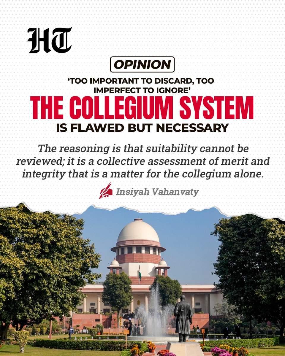 htTweets's tweet photo. #HTOpinion | "Historically, the collegium system itself is a judicial creation rather than a constitutional mandate. It emerged out of institutional anxiety over executive interference in judicial appointments in the years after the Emergency."

@insiyahv ✍️

#SupremeCourt #India #CollegiumSystem

Know more 🔗 https://t.co/lI05s4osVS