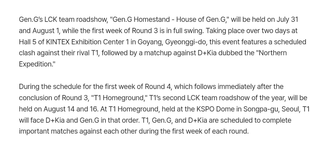 hernamejess's tweet photo. so basically it's the same matches in both Gen.G's Homestand &amp; T1's Homeground
https://t.co/DhGPqZ03Jw https://t.co/IRoP3fM7Ch