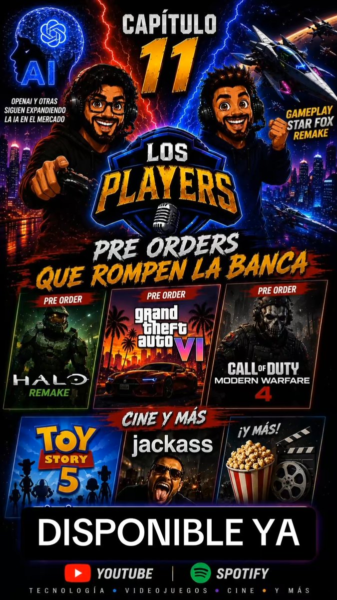 Tito_Tay's tweet photo. Ya salió el Capitulo 11 de Los Players

YouTube: https://t.co/StBW5LcLt5

Spotify: https://t.co/8HLo70oJRx

#LosPlayers #ParaTi #Gaming #Noticias #PodCast https://t.co/ught3Q2hUq