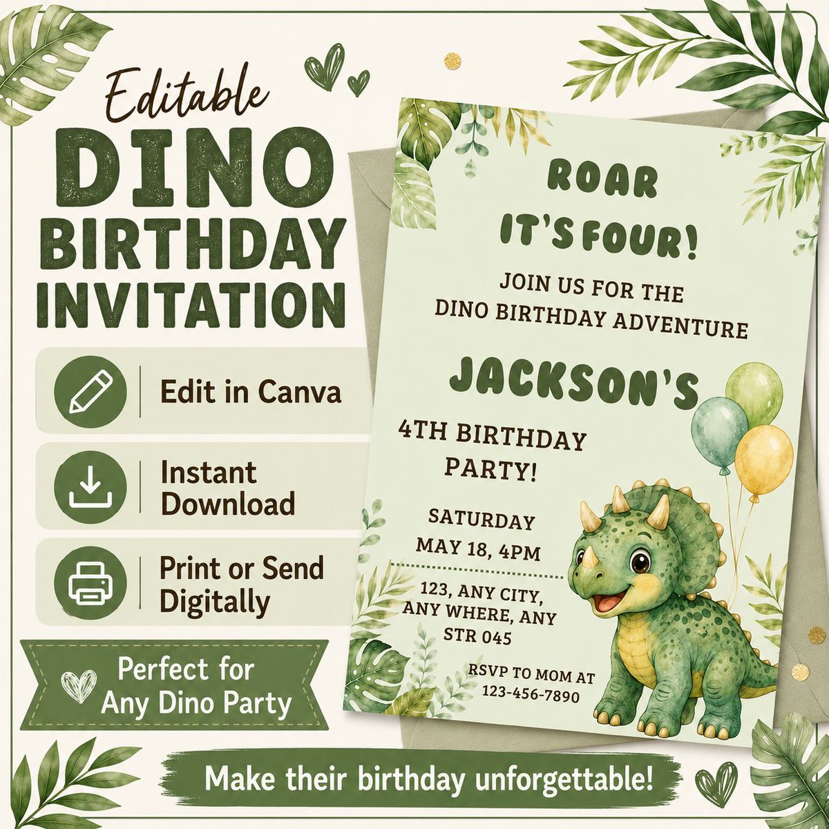 GoalAlchemyDsgn's tweet photo. Planning a kids dinosaur birthday party? 🦖 This editable dino invitation template is easy to personalize, instantly downloadable, and perfect for printing or sending digitally.

Shop here: https://t.co/rj8az7iupD https://t.co/3eqTrH8a3J