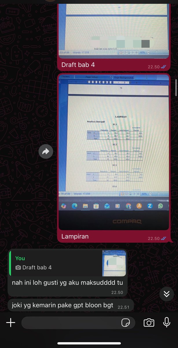 cipaachups's tweet photo. Joki olah data pake chatgpt?🤣 sini sini diajarin deh olah data spss biar gak ngerugiin client sampe harus order ke joki lain ih kasian😭 #jokispss #zonauang https://t.co/u5UPrOW9bR