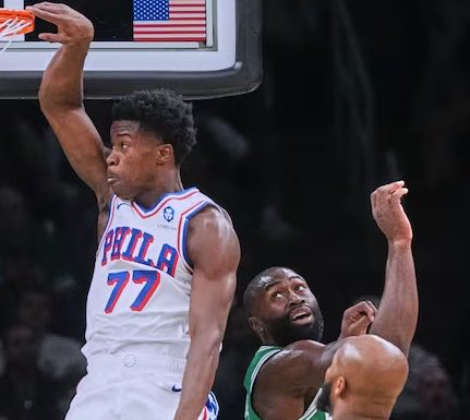 esidery's tweet photo. The Celtics were originally asking the Sixers to include VJ Edgecombe in the Jaylen Brown trade alongside Paul George, per @ShamsCharania.

Boston’s asking price on Brown continued to fall over the past few weeks until they accepted Philadelphia’s deal centered on George + picks. https://t.co/FXGi00YHaZ