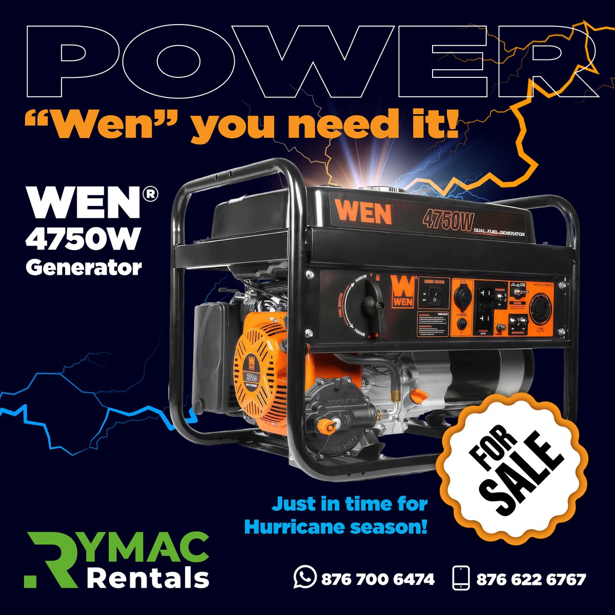 RymacRentals's tweet photo. We pray for no storms like the last couple years – but make sure that you, your family and your business are prepared with ready standby power. Purchase a reliable Wen® 4750W portable generator from Rymac - you never know "Wen" you might need it! https://t.co/mjcoSU2nQk