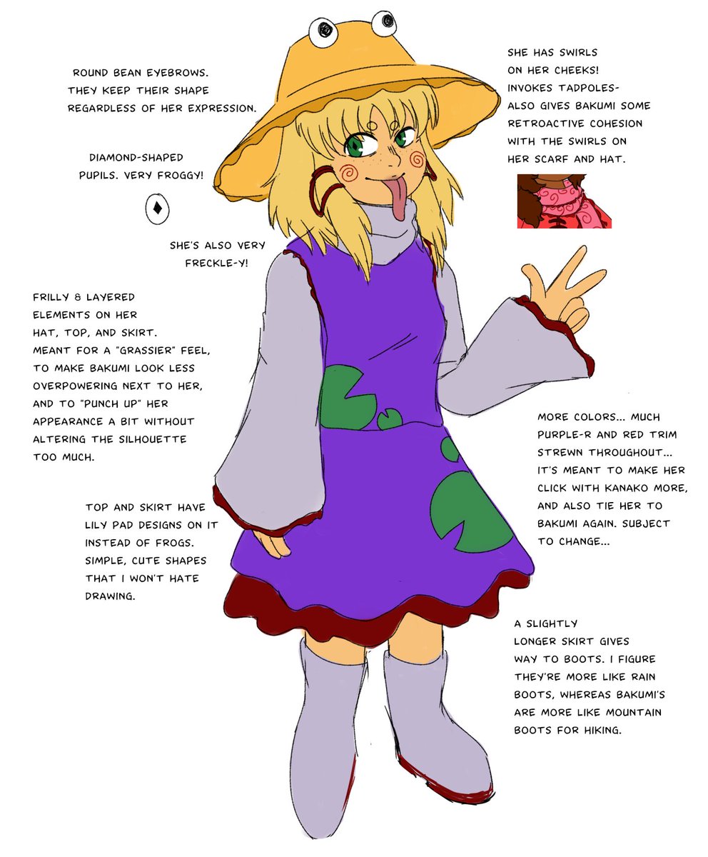 sqkComp's tweet photo. much of it is subject to change but thought id finally pen my personal design for suwako moriya seeing as she's the most important connection my OC has https://t.co/uxssMx1Swk