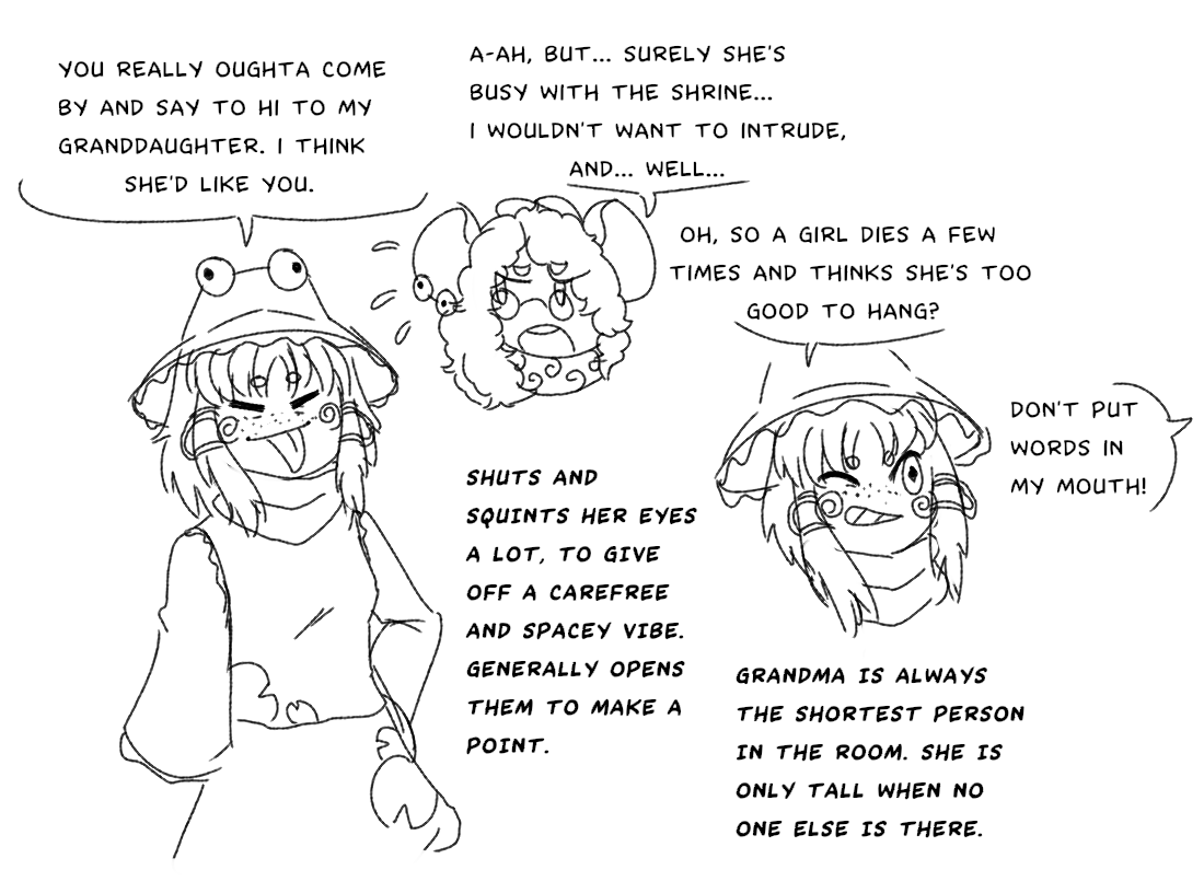 sqkComp's tweet photo. much of it is subject to change but thought id finally pen my personal design for suwako moriya seeing as she's the most important connection my OC has https://t.co/uxssMx1Swk