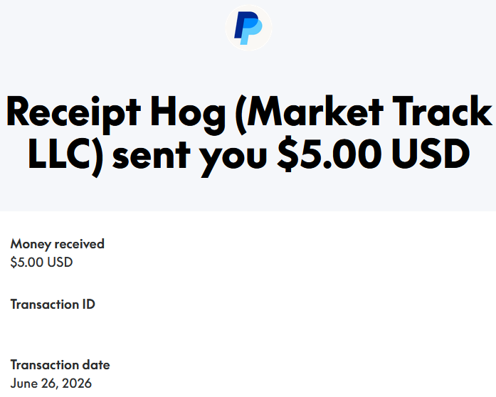 MakeMoSaveMo's tweet photo. Payment proof: #ReceiptHog - $5 #PayPal - June 26, 2026. https://t.co/s0wwIdMjqb
