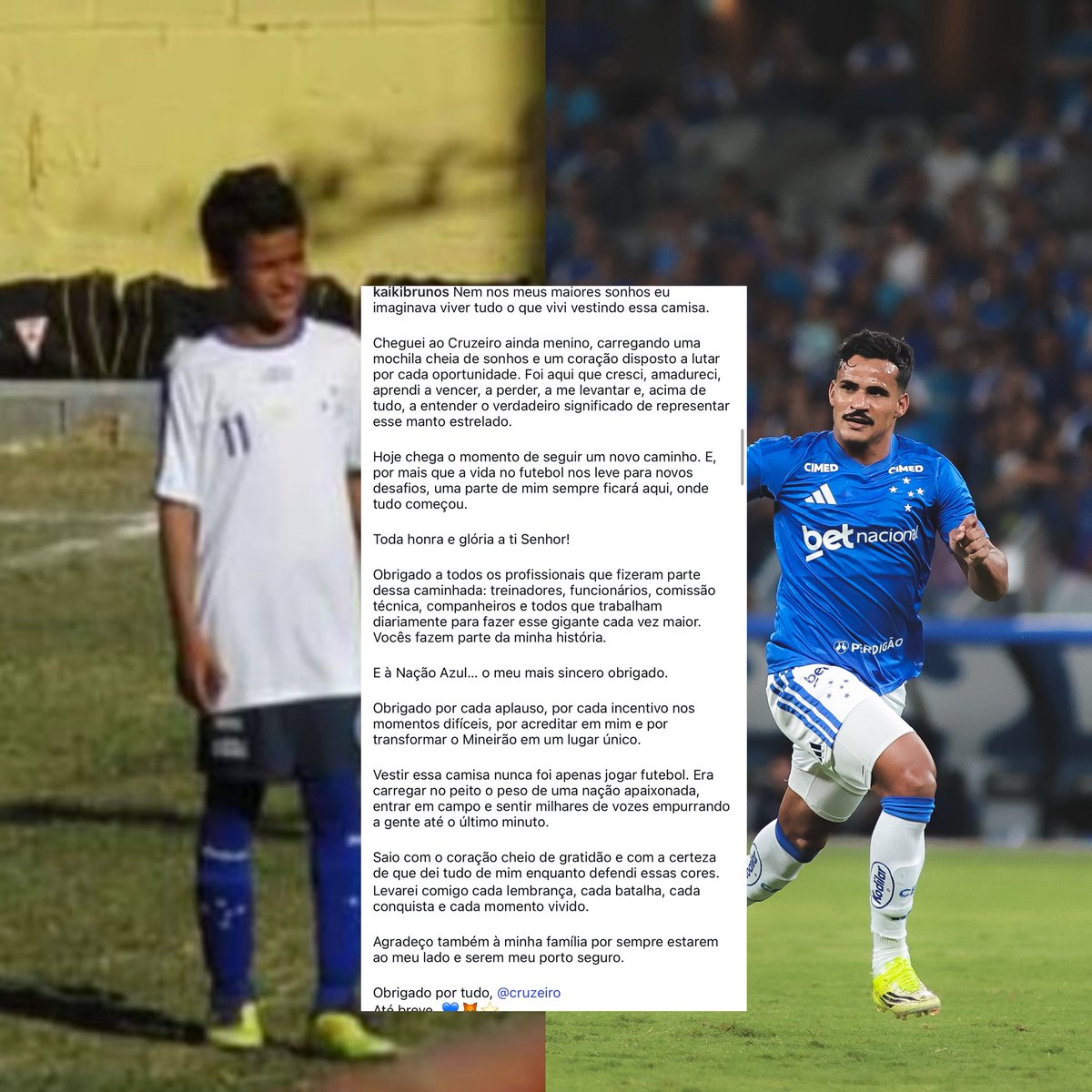 CriasdaToca's tweet photo. 🔚 Um garoto que chegou às categorias de base do Cruzeiro em outubro de 2018 e se despede com 129 jogos pela equipe profissional. 

Fez sua estreia no ano terrível de 2021, participou da volta em 2022 e se despede com a raposa no seu devido lugar.

Muito obrigado, @kaikibruno! 💙 https://t.co/MLMIY0BULH