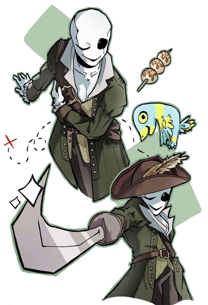Nokokoco's tweet photo. Pirate Gaster is very fun to draw #Deltarune https://t.co/Kns3OgcKwJ