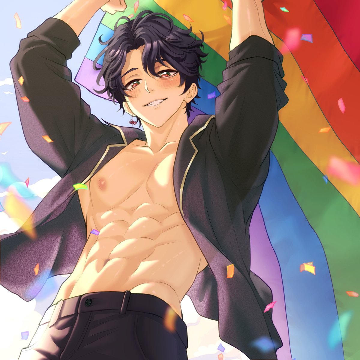 KouseiCrimson's tweet photo. I can't believe I forgot to post. Happy Pride everyone! https://t.co/8zIfEfsM0u