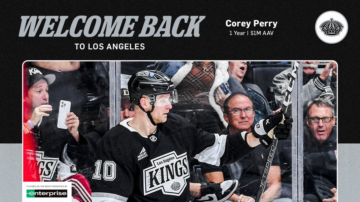LAKingsPR's tweet photo. The @LAKings have signed forward Corey Perry to a one-year contract with an average annual value (AAV) of $1,000,000 through the 2026-27 season.

📰: https://t.co/lUbZJKf0Ke