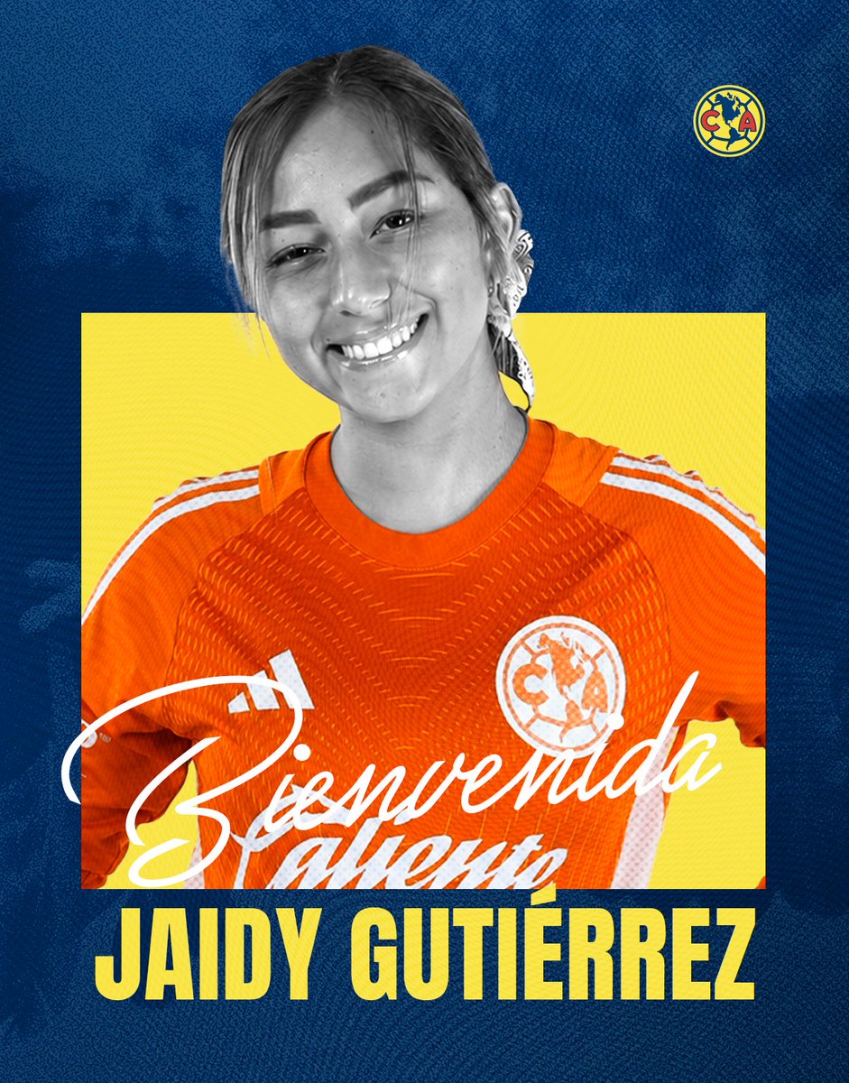 AmericaFemenil's tweet photo. ¡Bienvenida al Club América, Jaidy Gutiérrez! 💙💛

#JaidyEsÁguila https://t.co/7rPJ4KBCnv