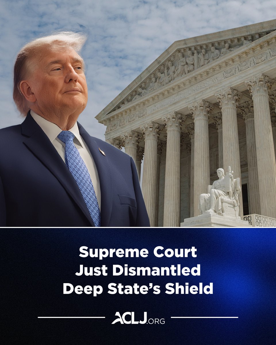 JaySekulow's tweet photo. 🚨MAJOR SUPREME COURT VICTORY🚨

The Supreme Court just affirmed the President’s constitutional authority to hire and fire Executive branch officials – echoing the ACLJ’s amicus brief arguments.

This is a major win in the ongoing battle against rogue judges and entrenched Deep State operatives.

Read more: https://t.co/ykIPOp46qf