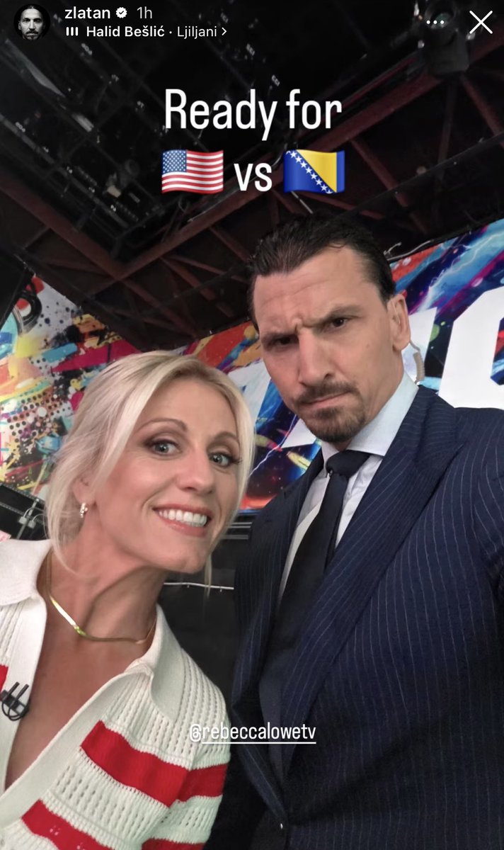 BosniaNTBall's tweet photo. Zlatan Ibrahimovic posts this with the song “Ljiljani” by the late Halid Beslic which has become the unofficial anthem of Bosnia-Herzegovina fans. What a legend! #FIFAWorldCup #BIHUSA 🇧🇦🇺🇸 https://t.co/voeXEdMtyj