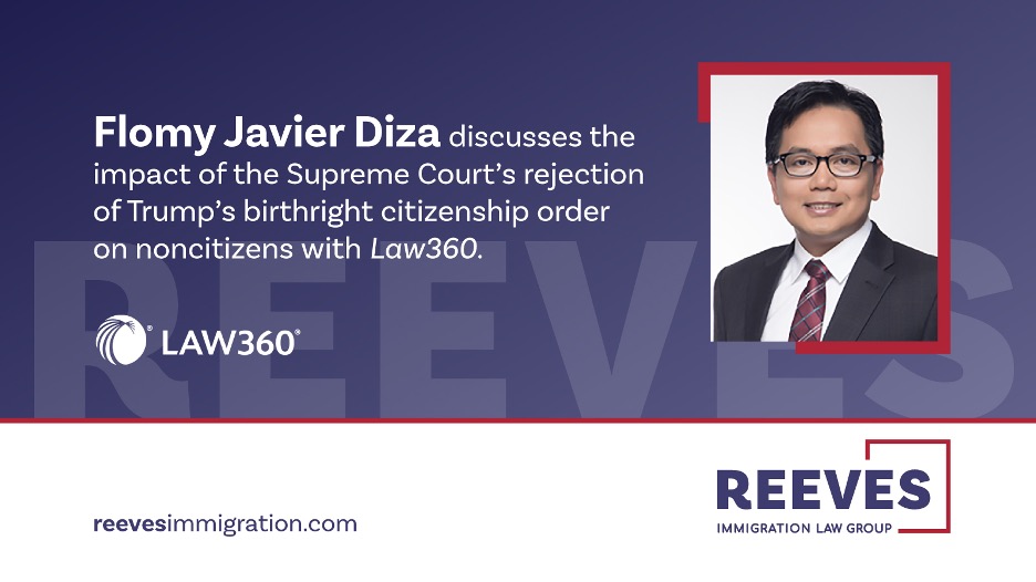 reevesvisa's tweet photo. Flomy Javier Diza was recently featured in Law360, where he discusses how the #SupremeCourt’s rejection of #Trump’s #birthrightcitizenship executive order and its implications for noncitizens across the #UnitedStates. https://t.co/83qJfW6J9m

 #SCOTUS #immigrationlawyer https://t.co/IQPYZn8A3f