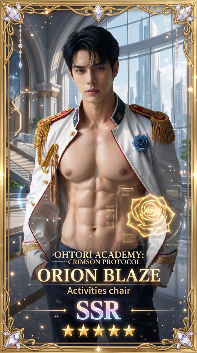 wiss0706's tweet photo. 🌹CHARACTER PROFILE🌹

ORION BLAZE
Head of Activities

The Head of Activities who serves as the shining light of the school.
With just a smile, he can make any event more fun. 
He laughs easily, approaches everyone, and radiates positive energy wherever he goes.

But the closer you get…
The deeper you look…
The more you realize that
Orion Blaze is hiding something beneath that brilliant light.

PROFILE
✦ Personality: Cheerful, Confident, Friendly
✦ Likes: Social gatherings, events, and discovering new things
━━━━━━━━━━━━━━
Are you ready…
to take Orion’s hand and uncover the secret he has never revealed to anyone?

#Ohtori #AIart #yaoi #handsome
