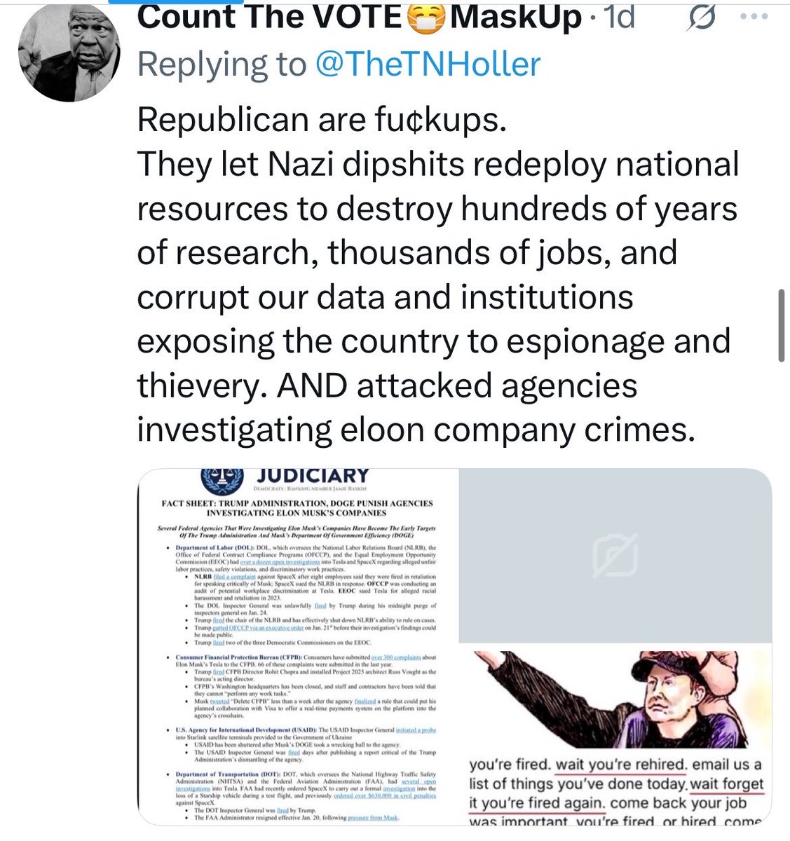 MydibaTh's tweet photo. @NormOrnstein Remember folks, DOGE first destroyed or disabled agencies investigating eloon’s companies for regulatory violations and crimes while exposing the United States government to massive data theft and espionage. https://t.co/XXfCA7xAcw