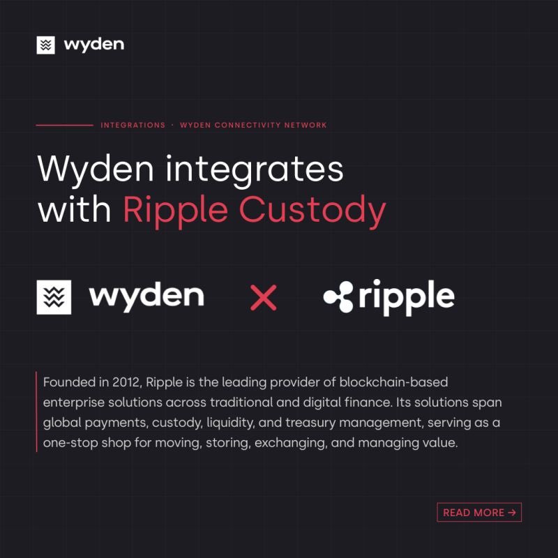 XrpUdate's tweet photo. Ripple keeps adding institutional infrastructure.💥✅

Wyden has integrated Ripple Custody, bringing enterprise-grade digital asset custody to banks and institutional investors using Wyden’s trading platform.

@Ripple continues connecting every piece of institutional finance. https://t.co/E1K2GBhCVh