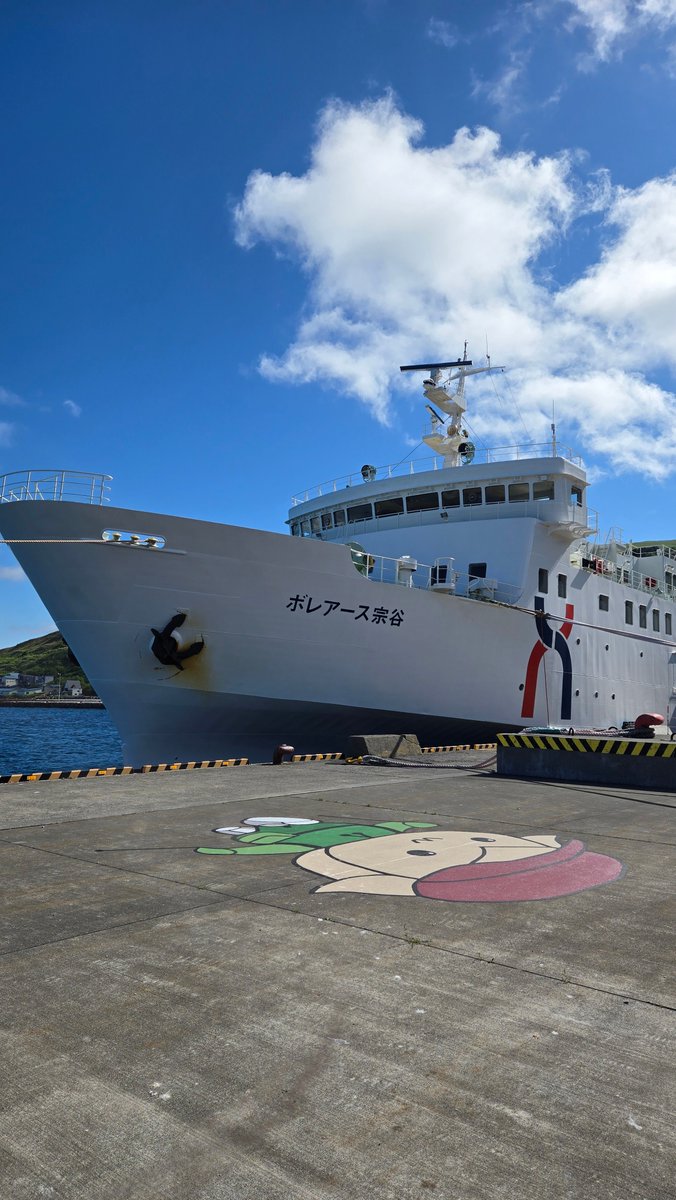 tourist_rebun's tweet photo. フェリーターミナルの外にあつもんのペイントが完成しました。
来島時・離島時に見てみてください♪
さて、7月に入り利尻山の雪もほとんど見えなくなってきました(写真は後日)
ウスユキソウも群生地で咲き始めているようです！
各キャンペーンのお申し込みが始まっています。
観光協会HPを要チェック！ https://t.co/vrnJC1wHVK