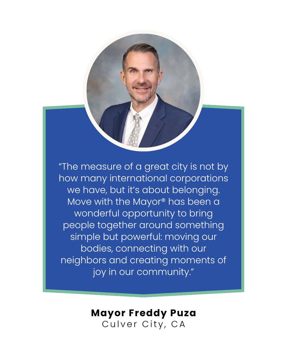 NatForumHDSP's tweet photo. One month. Fifty-two communities. More than 100 events.

During today's Move with the Mayor® Spring Mental Health and Physical Activity Challenge Celebration Call, we recognized the creativity, leadership, and dedication of communities that helped residents: 

🚶🏻 Get active
🧑‍🤝‍👩 Strengthen social connections
🧘🏽‍♂️ Support mental well-being.

From neighborhood walks and fitness classes to community festivals, walking meetings, and local partnerships, each participating community found its own way to bring people together and make healthy living more accessible. 

Mayors Jack Bradley of Lorain, Ohio; Sonja A. Brown of Glenn Heights, Texas; and Freddy Puza of Culver City, California, shared lessons learned and ideas that other communities can build on.

Thank you to every participating community, our partners at the American Public Health Association and the Centers for Disease Control and Prevention, and everyone who helped make this year's challenge a success. Together, we're building healthier, more connected communities.

Swipe through to see highlights from this year's celebration.

Learn more: https://t.co/chSXSmPkKn

#MoveWithTheMayor #ConnectMoveThrive