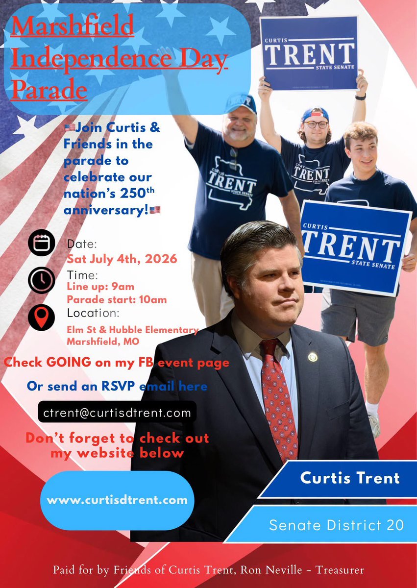 swmoyr's tweet photo. We’re looking forward to helping Senator Curtis Trent celebrate Independence Day in the parade this Saturday! 🇺🇸

Come walk with us and help re-elect a proven conservative, proud patriot, and an actual, verified descendant of the American Revolution.

Let’s make sure Loyalist Lori doesn’t spoil the celebration. 😉