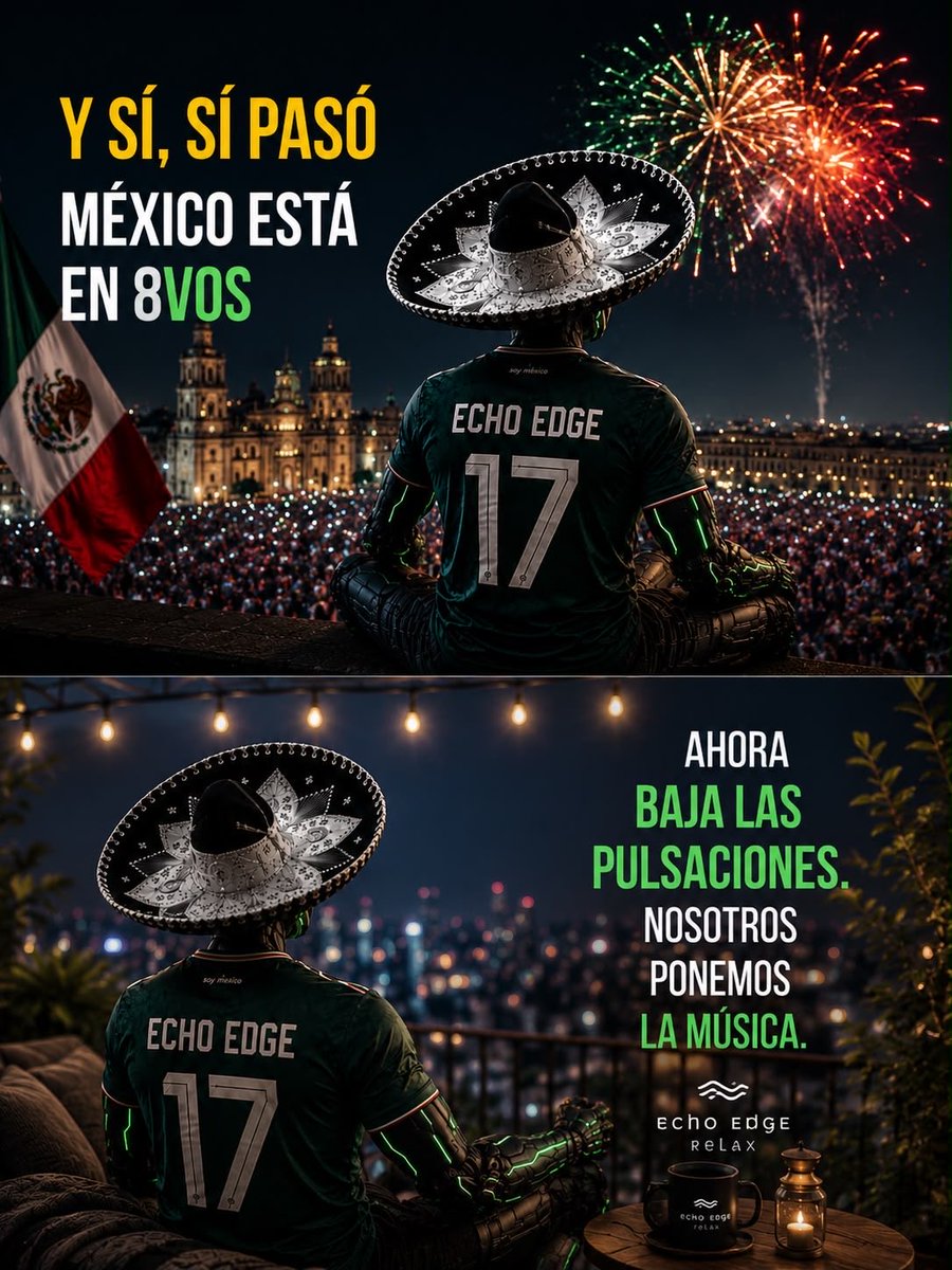 EchoEdgeRelax's tweet photo. Y si sí pasó… 🇲🇽❤️
Celebramos
Gritamos 
Nos emocionamos 
Ahora toca bajar las pulsaciones🌙✨
🎧Echo Edge Relax
#ysisi #mexico #Mundial26 #FIFAWorldCup #echoedgerelax #echoedgemusic https://t.co/PNZjZ0k9Zu