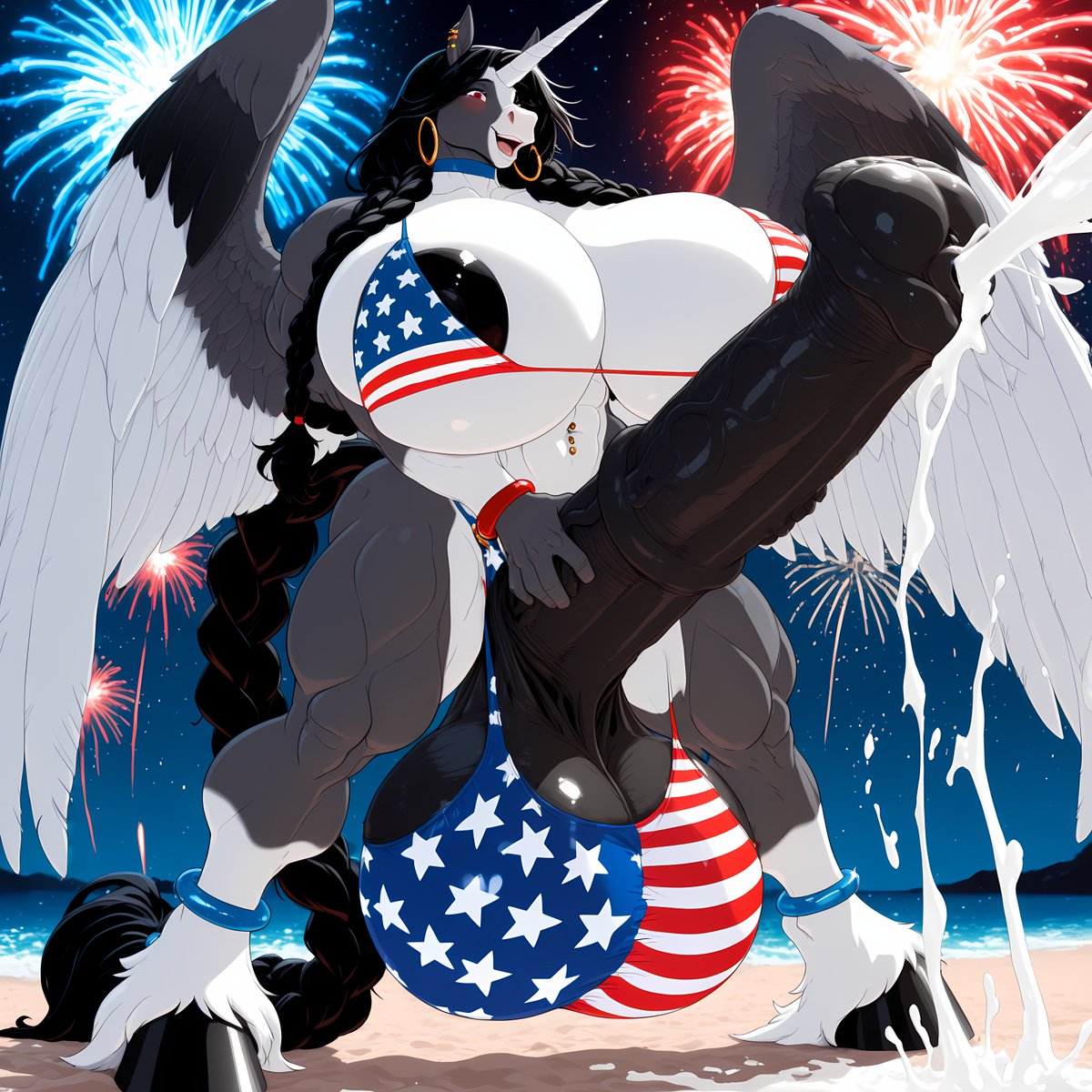 VyktoriatheGrey's tweet photo. Sweet celebratory release!

HAPPY 250th AMERICA!

Cum celebrate with the mare!

#futa #4thofjuly #marestud https://t.co/nzCRmiy9do