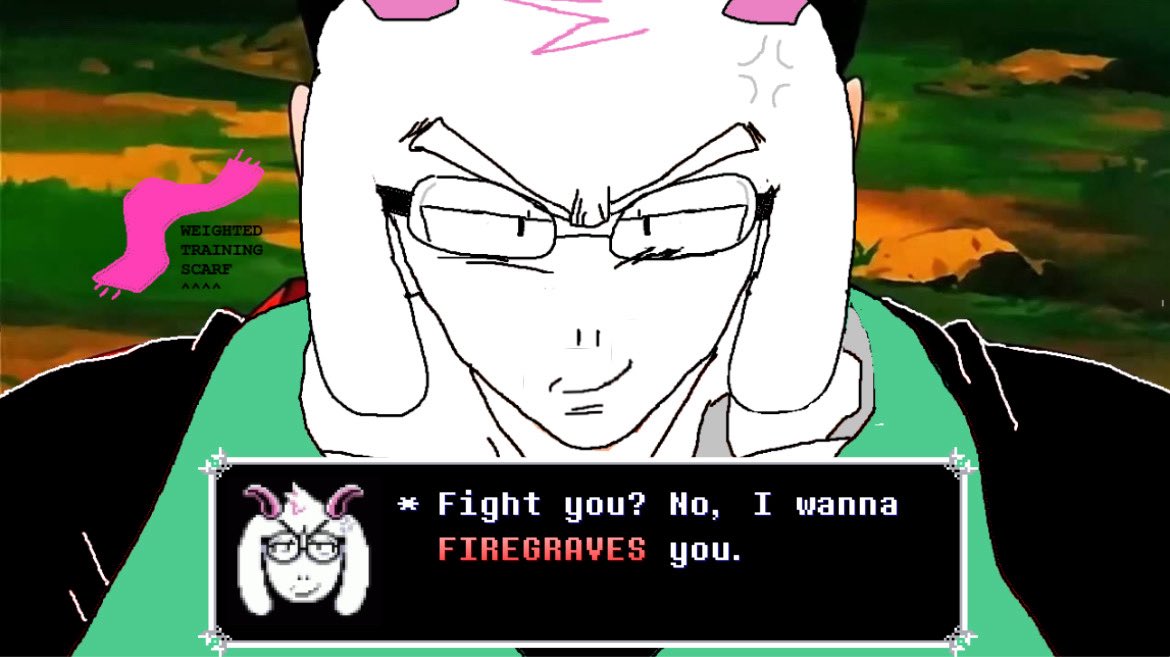 ozlako's tweet photo. big Fan of this Ralsei talk sprite that Looks like ultimate Gohan https://t.co/z3PZ3V8Wl9