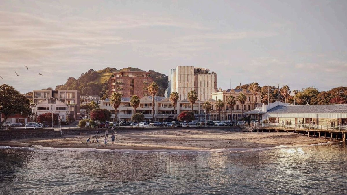 AKLUrbanDevNews's tweet photo. Devonport Property Management is seeking Fast Track consent for 5 buildings of up to 8 storeys along with restoration of the historic commercial buildings that front Victoria Rd.

This would include 80-90 apartments, a 46-50 room hotel and 5386m2 of commercial and retail space. https://t.co/dDwpp2iKhq