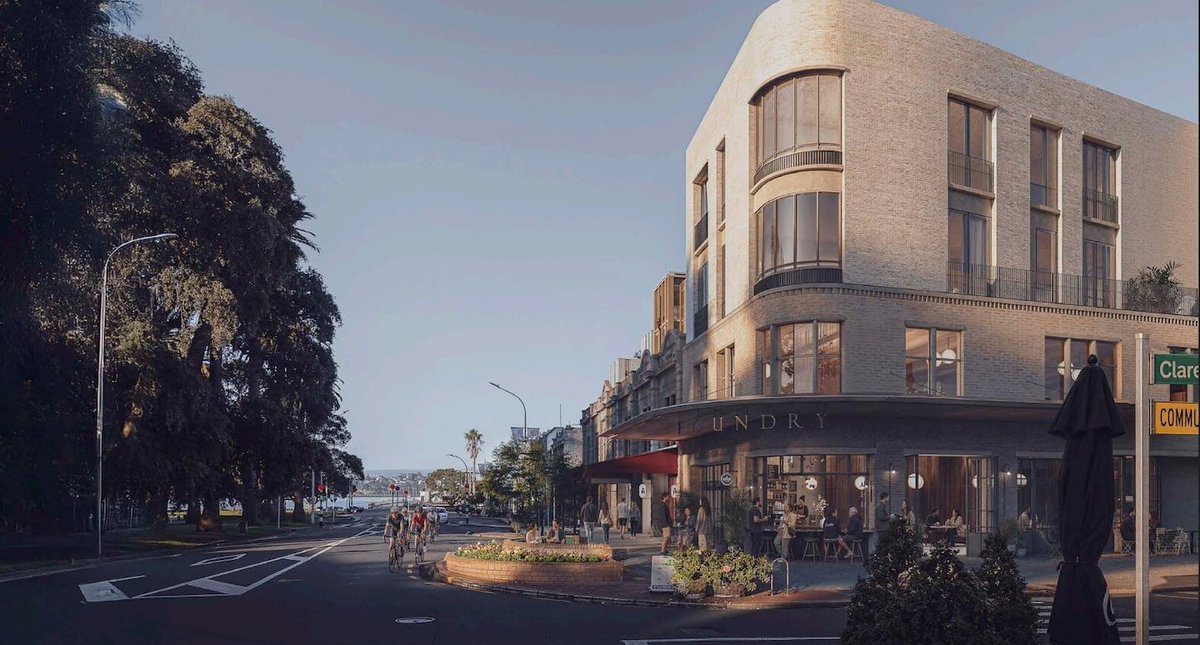 AKLUrbanDevNews's tweet photo. Devonport Property Management is seeking Fast Track consent for 5 buildings of up to 8 storeys along with restoration of the historic commercial buildings that front Victoria Rd.

This would include 80-90 apartments, a 46-50 room hotel and 5386m2 of commercial and retail space. https://t.co/dDwpp2iKhq