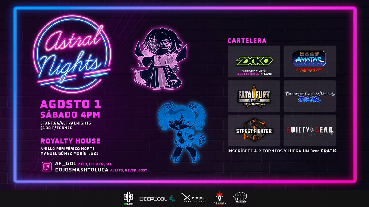 af_gdl's tweet photo. Después de nuestro breve descanso, regresamos con Astral Nights #22 en Royalty House🔥

🎮Torneos y Juego Libre
💰Premios en Efectivo

Participa en el local insignia ¡3x2 en Torneos!
📝Inscripciones e los comentarios https://t.co/X45QDi72sq