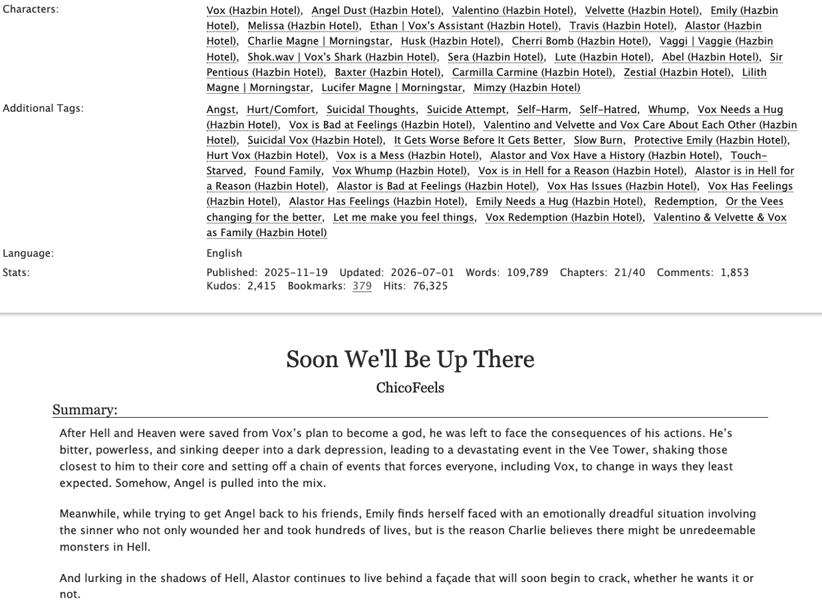 ChicoFeels's tweet photo. Part 3 of my Vox fanfic starts now : ). Let get Emily and Vox building friendship on the road! #HazbinHotel #Hazbinhotelvox #valentino #hazbinhotelvelvette #HazbinHotelEmily #AngelDust 
url - https://t.co/fMw2PCPawg https://t.co/GTDuJQvHd1