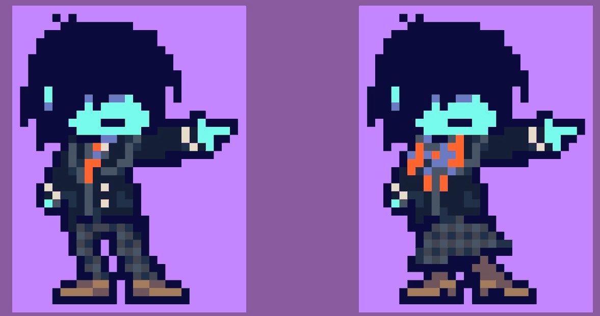 daxhaunts's tweet photo. shoutout deltarune ch5 for these kris sprites … that little nonbinary icon https://t.co/ibRLGOYeLl