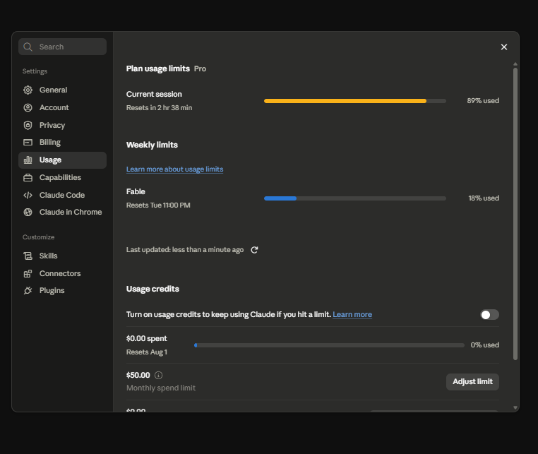 lim_yu4's tweet photo. @ClaudeDevs 3 conversations used up almost all the usage 😭, hope can have a feature like codex, when given a usage reset user can choose the time to reset https://t.co/h22WEiVjaY