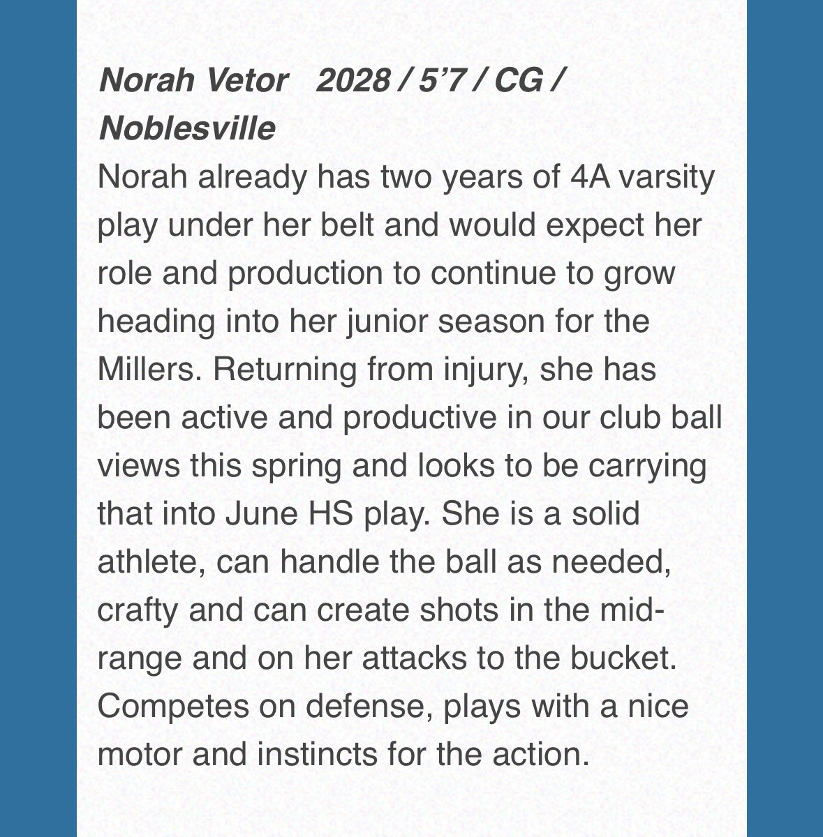 norahvetor's tweet photo. Thank you @coachbeckett for the mention!! Super fun June with my @NHSGirlsBBall team &amp; an exciting July incoming!! Thank you for taking the time to come watch me and my team!! https://t.co/oUWzmOP0KQ
