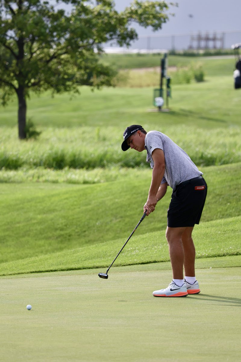 NebraskaPGA's tweet photo. On a heater. Solo leader. 🔥
Current @HuskerMGolf member and Omaha native @BengeJackson is 9-under on his round and -13 for the tournament.
He birdied No. 9, 10, 11 and 13! 👏
#NEQualifier | @pinnbankgolf https://t.co/sLdJKvtAFA