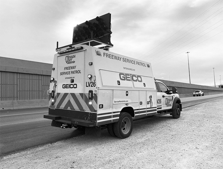nevadadot's tweet photo. As we celebrate #America250, millions of travelers will hit the road and the NDOT Freeway Service Patrol, sponsored by @GEICO, is here to help reduce congestion and protect drivers by quickly clearing incidents and helping traffic flow so we stay #SafeAndConnected https://t.co/HV79uBJwiS