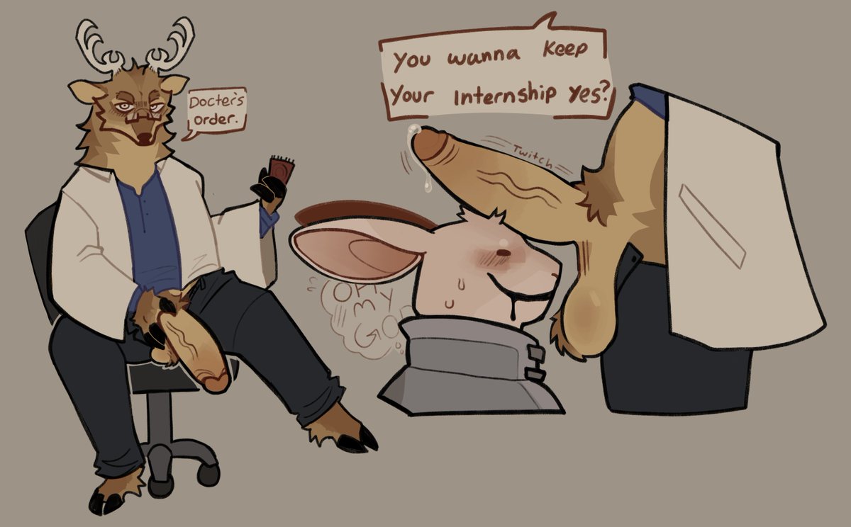 DeadMeatBoar's tweet photo. you must follow doctors orders. 
‘little intern 
#animalhospitalnsfw https://t.co/GFhK56jJr0