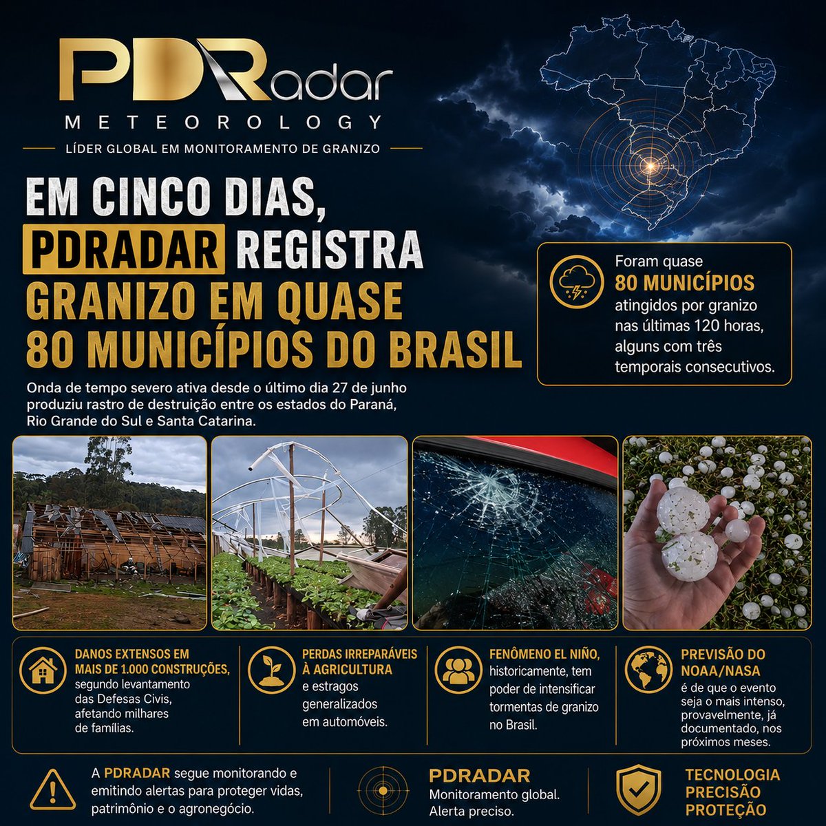 radar_pd's tweet photo. 🚨 Em cinco dias, PDRadar registra granizo em quase 80 municípios do Brasil. https://t.co/CQVPHSIlp3